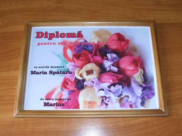Exemplu de diploma cu rama de lemn